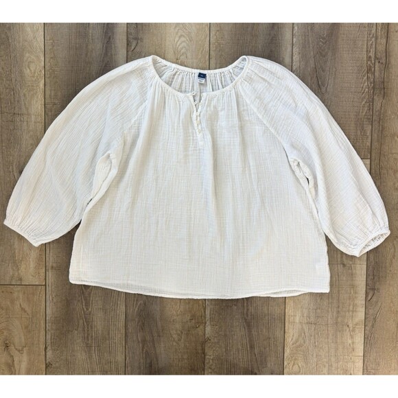 Old Navy Womens Top XXL Peasant Boho White Gauze 100% Cotton Beach Travel Resort - Picture 3 of 11